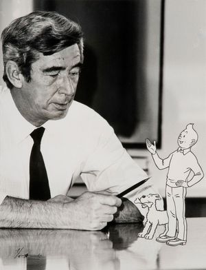 Hergé mit seiner Schöpfung